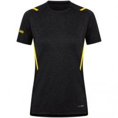 JAKO T-shirt Challenge zwart gemeleerd/citroen Dames