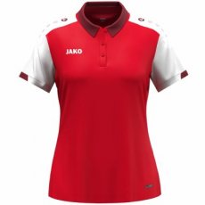 JAKO Polo Dynamic dames rood/wit/donkerrood