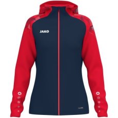 Artikel 6826D-909 JAKO Jas met kap Sonic damesmaten marine/rood